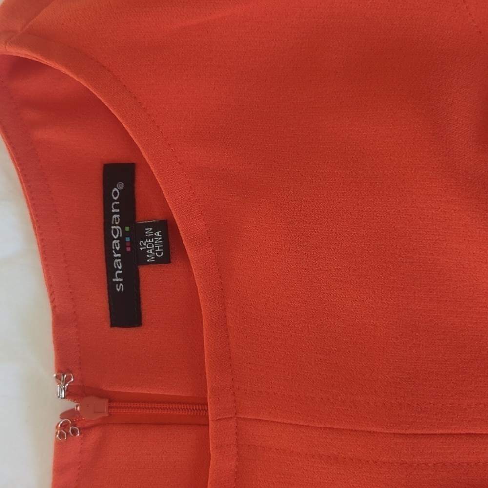 Sharagano stretch Women's size 12 orange dress. - Picture 3 of 10